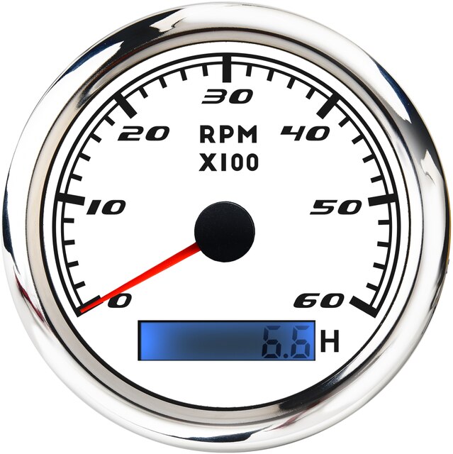 Compteur marin de Tacho de capteur de Tacho de bateau de voiture de 85mm avec le mètre de Tacho d'affichage à cristaux liquides 3000 4000 6000 8000 tours/min tachymètre 12V/24V avec le rétro-éclairage rouge: 6000RPM WS