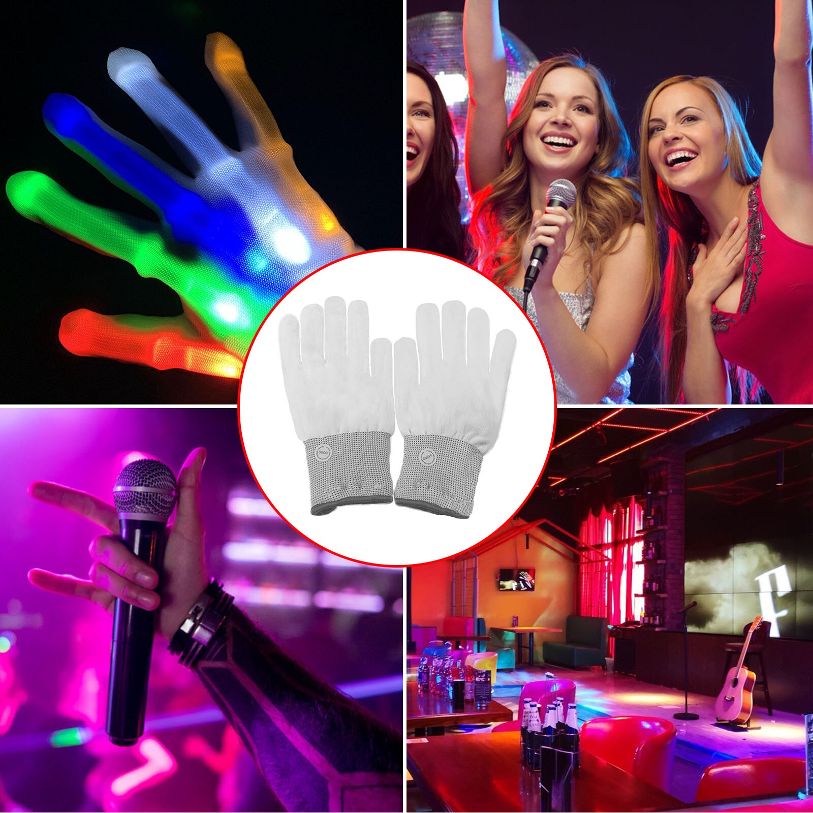 LED Luminous Hand Finger Gloves Halloween Christmas Costume Dance Decor Hand Bone Gloves Festival Accessory NOV99