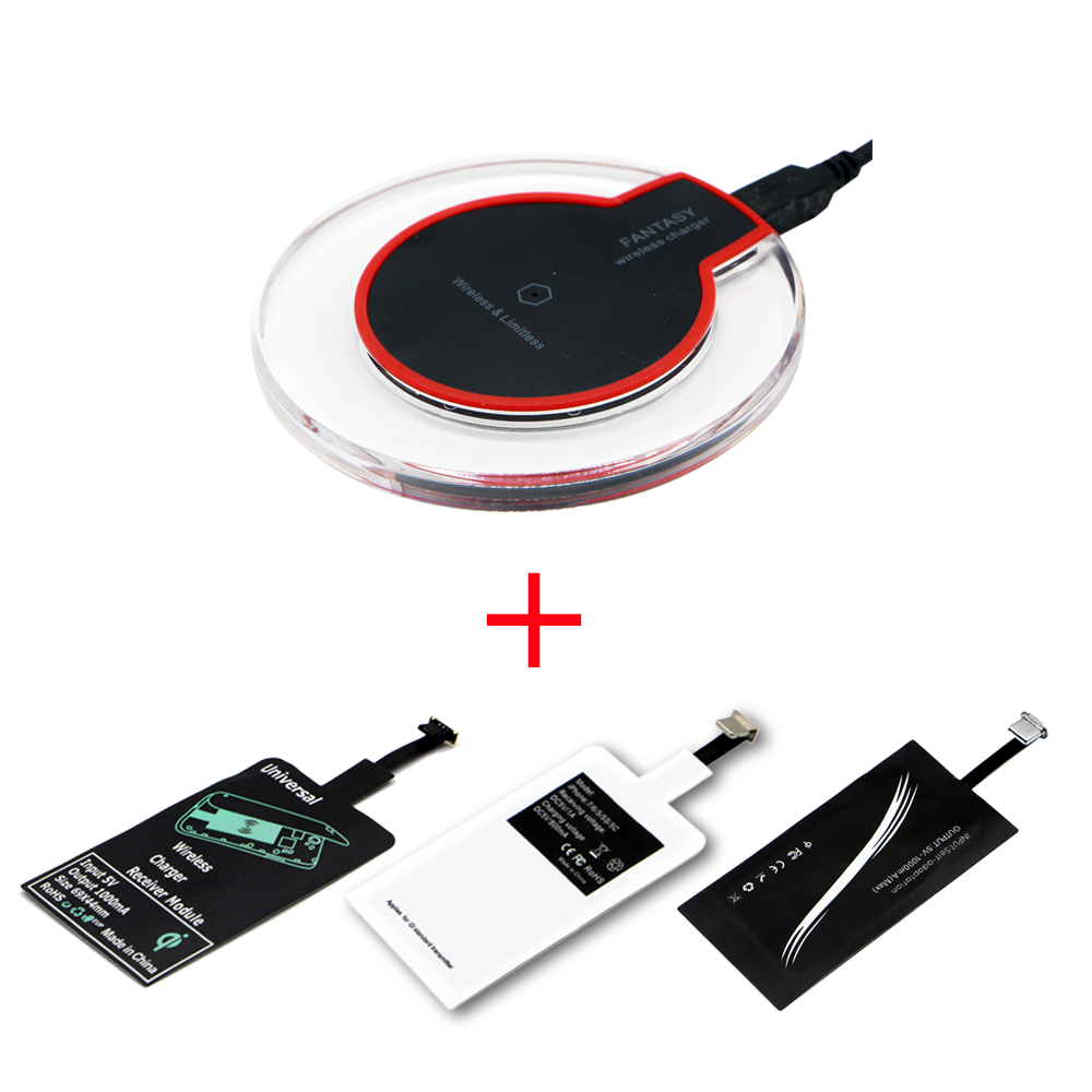 Juego de carga inalámbrica Qi, transmisor, cargador, adaptador, receptor, micro USB tipo C, para Iphone, Xiaomi, Huawei