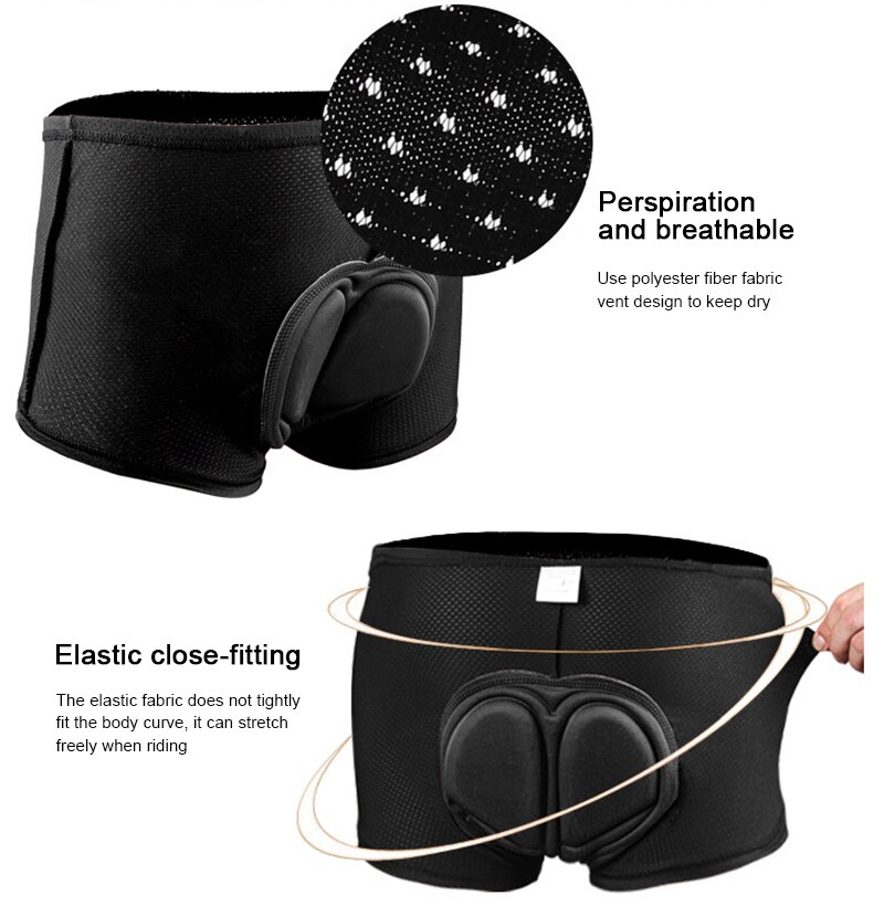 Cycling Shorts Bicycle Underwear Pro 5D Gel Pad Shockproof Cycling Underpant Bicycle Shorts Bike Underwear with Sponge Gel Padde