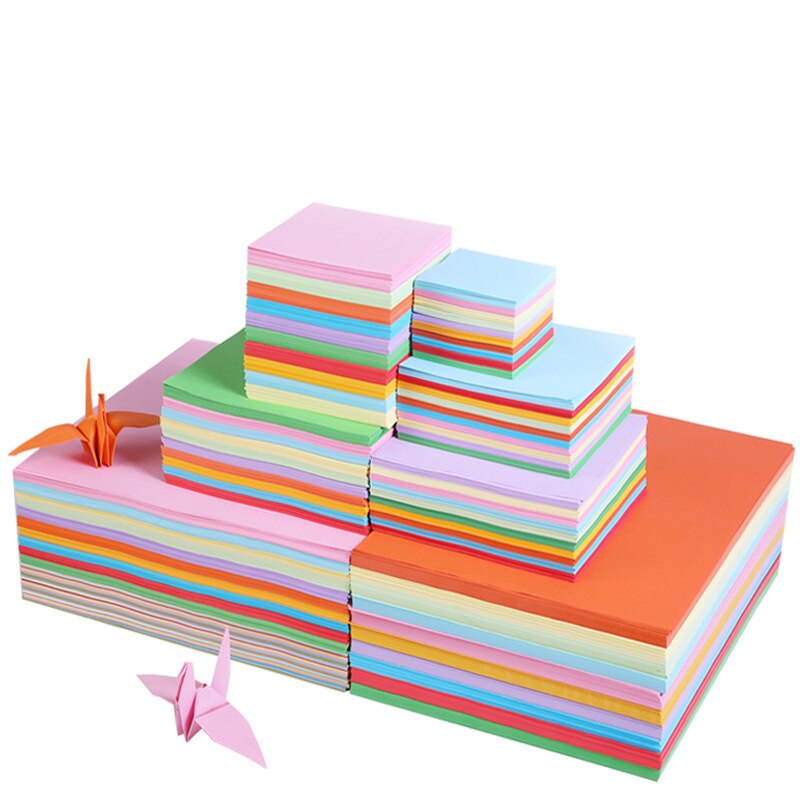 100 stücke Platz Origami Papier Doppel Seiten Einfarbig Falten Papier Mehrfarbigen Kinder Handgemachte DIY Scrapbooking Handwerk Decor