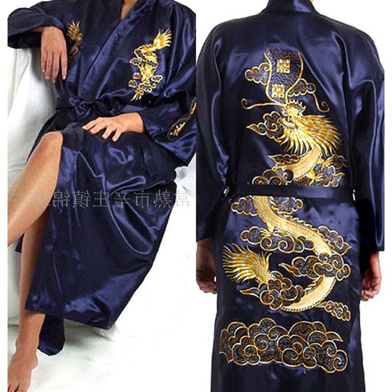 Azjatyckich mężczyzn satyna szata rękojeść wanna suknia chińnarty męska satyna jedwabny szlafrok smok rękojeść japonia kimono wanna suknia rozmiar M L XL XXL
