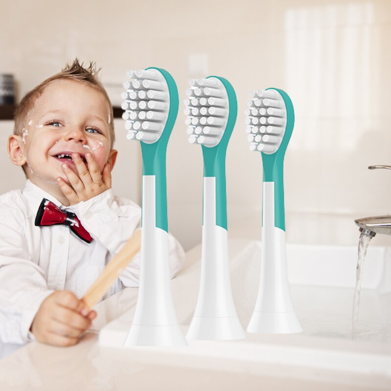 3Pcs Kinderen Elektrische Tandenborstel Hoofd Voor Philiiips Opzetborstel HX6034 Vervanging Borstelkop
