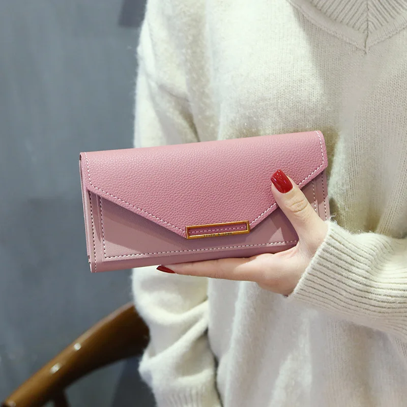 Wallet style for women Korean long style, fresh multi-function buckle, Japanese and Korean retro thin coin wallet