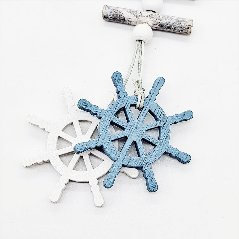 Colgante de madera de estilo marino, decoración colgante de pared de barco de peces pequeños, creativos, artesanías de viento del océano, decoración del hogar