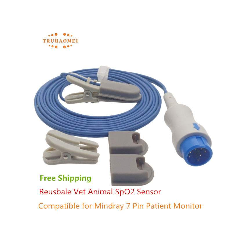 Compatible for Mindray 7 Pin Beneview T5 T8 iPM Reusable SPO2 Sensor Pulse Mindray Tech Oximeter Heart Rate Probe Neonates Adult: GRAY