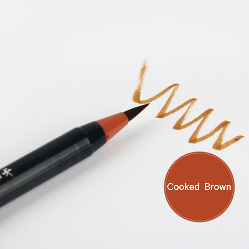 Sta art tuscher vandopløselig pen med dobbelt hoved til tegning af tegneserier håndmalet pensel tusch sæt kunst forsyninger med dobbelt spids penne: 3- kogte brune