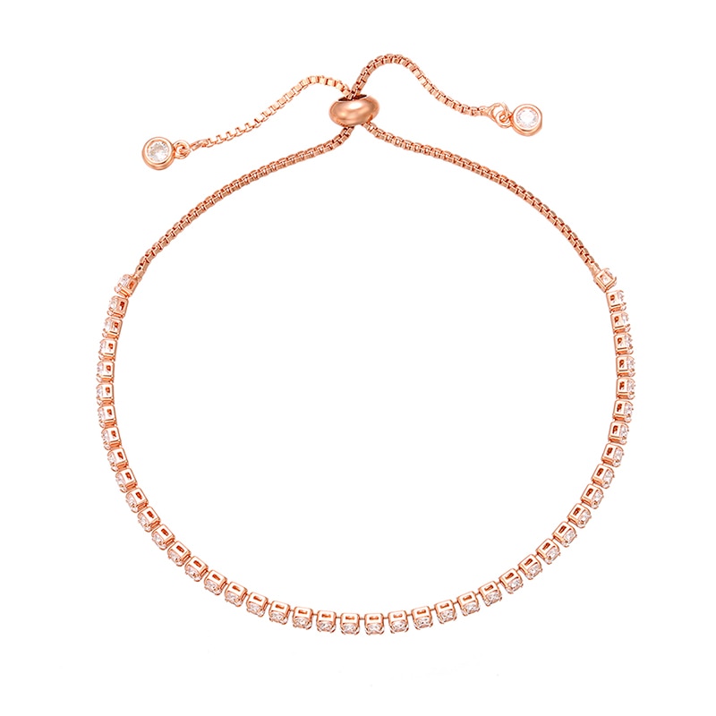 ZHUKOU 2.5x280mm Stylish Brass Crystal Bracelet for Women Link Chain Bracelets & Bangles for Women Authentic Jewelry VL24