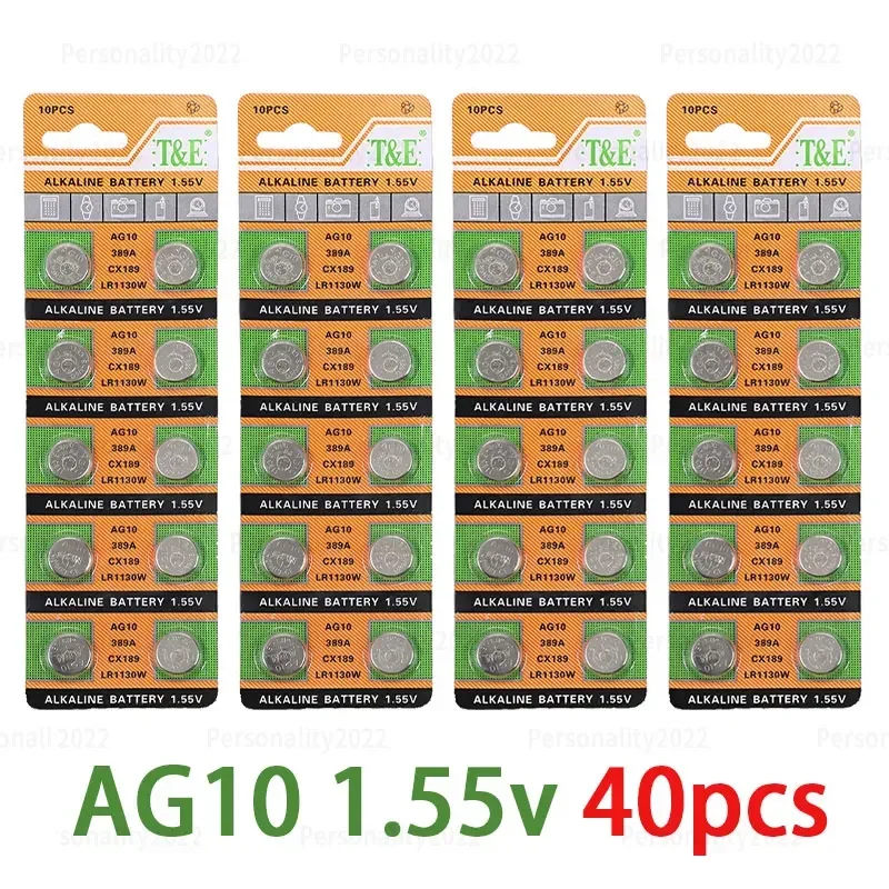 10-100 pces ag10 lr1130 baterias alcalinas sr54 389 189 sr1130 389a lr54 1.5v célula de botão para relógio de controle remoto bateria: BRANCO