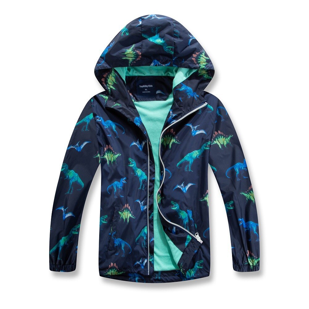 2020 outono novos meninos impresso cardigan dinossauro impermeável ao ar livre envio com capuz jaqueta jaqueta