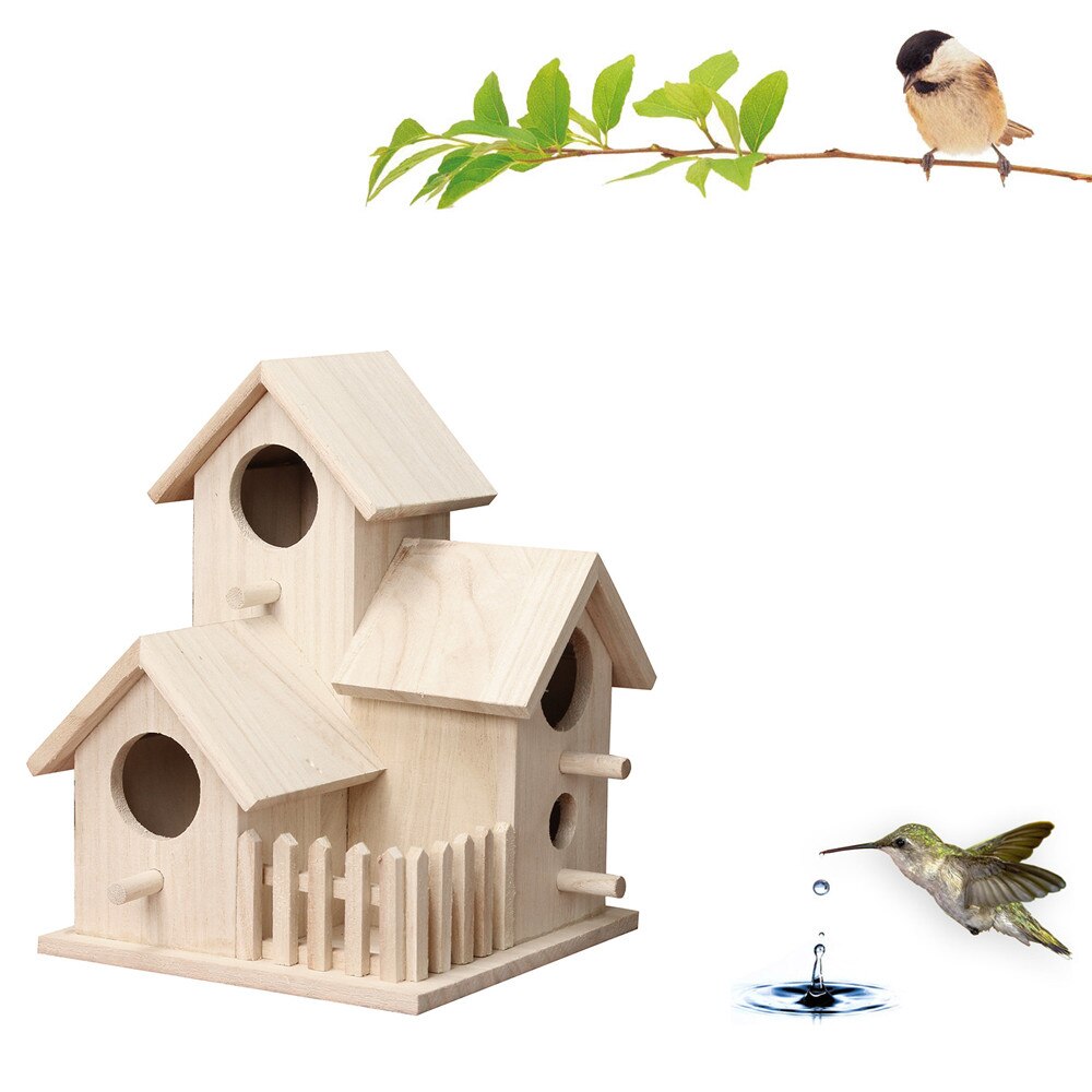Bird House Wooden Nest Bird Box Garden Decor Bird Wall-mounted Outdoors Roof Birdhouse House Hanging Decoration 2.14