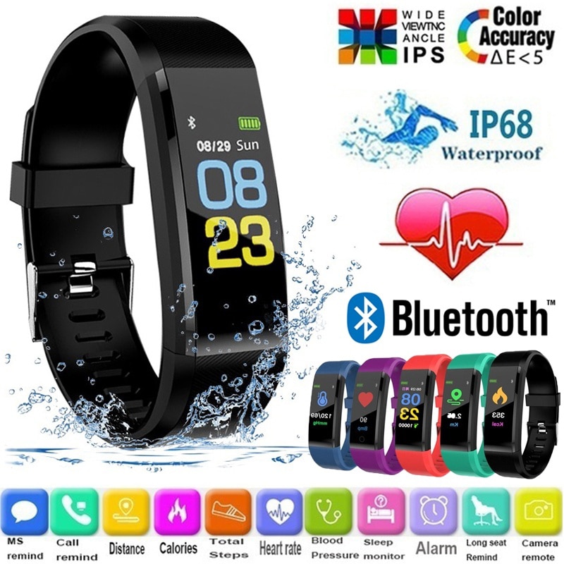Klw Bluetooth Horloge Kleurenscherm Waterdichte Smart Band Hartslag Bloeddrukmeter Moniter Armband Polsband