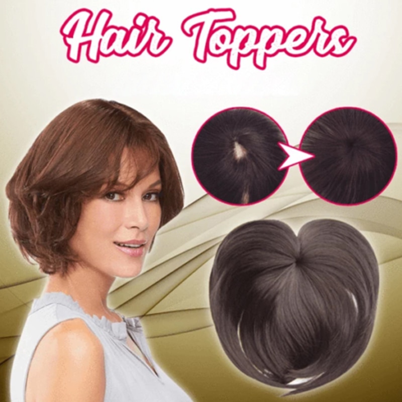 Silky Clip-Op Haar Topper Pruik Hittebestendige Vezel Haarverlenging Voor Vrouwen Nette Front Fringe Haarstukje Natuurlijke Zachte synthetische