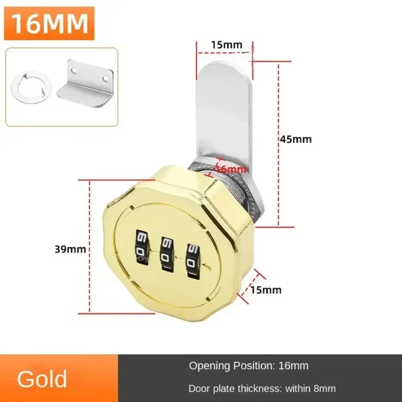 1PCS Password Cabinet Lock Zinc Alloy Password Locks Security Home Automation Cam Lock For Mailbox Cabinet Door 16/30mm: Red