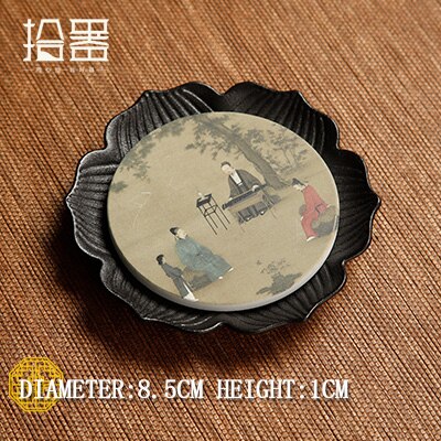 Absorbent ceramic dry brewing table, small tea tray, round lotus, Zen purple clay pot, teapot base, pot holder: 04small