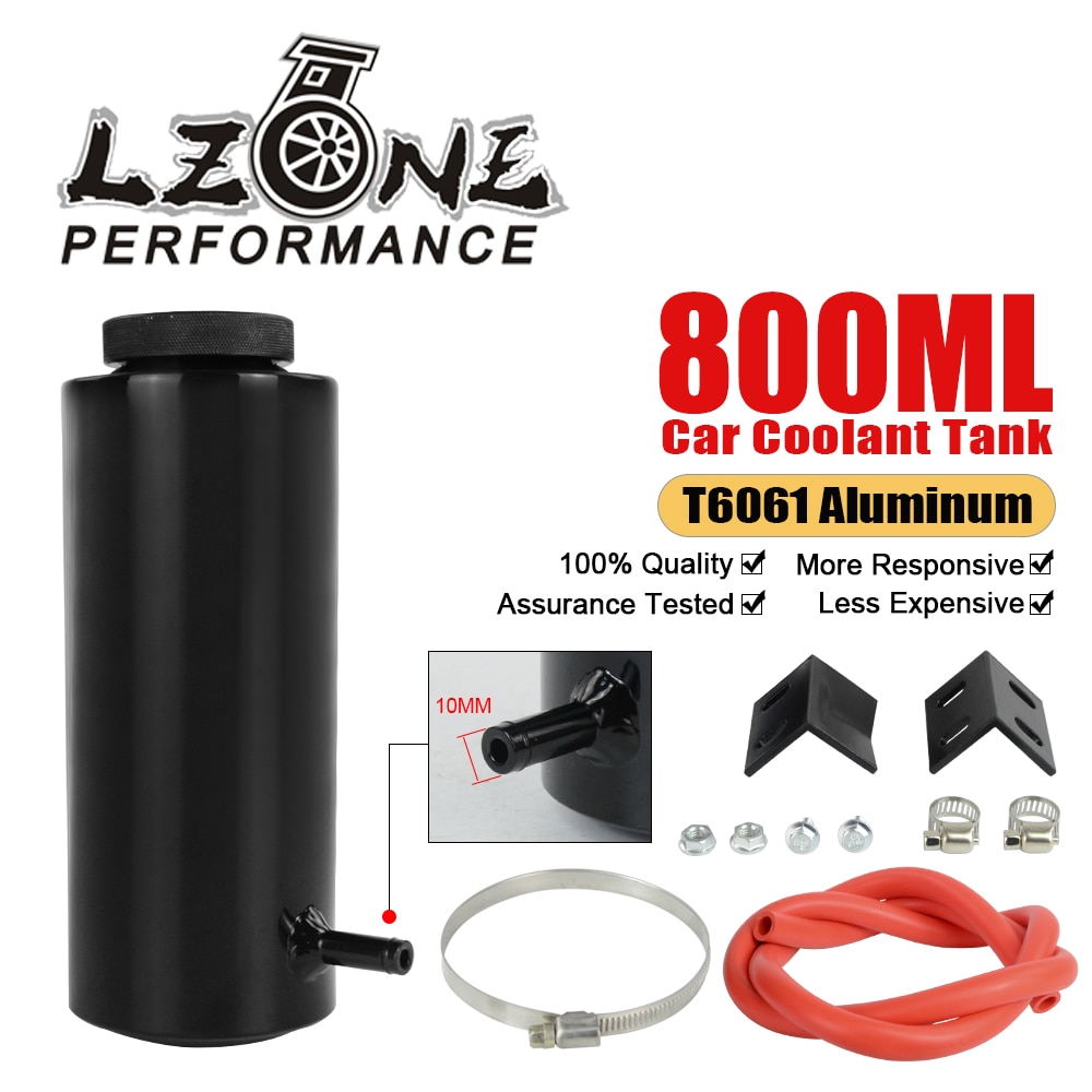 Universal Cylinder Radiator Coolant Overflow Expansion Tank with 1/16 Vent Hole Cooling Catch Bottle Reservoir Aluminum 800ml