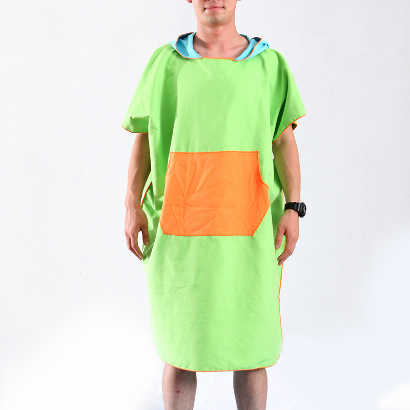 Badekåbe badehåndklæde udendørs sport voksen hætteklæde poncho badekåbe håndklæder kvinder mand badekåbe 80 x 110 cm: Grøn
