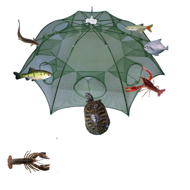 Strengthened 4-20 Holes Automatic Fishing Net Shrimp Cage Nylon Foldable Crab Fish Trap Cast Net Cast Folding Fishing Network