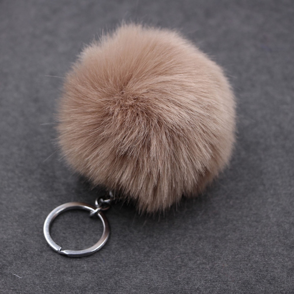 de Navidad Artificial Bola de pelo de conejo de peluche de felpa Fuzzy Llavero de pelo llavero con pompón coche bolsa llavero colgante de llavero de la joyería