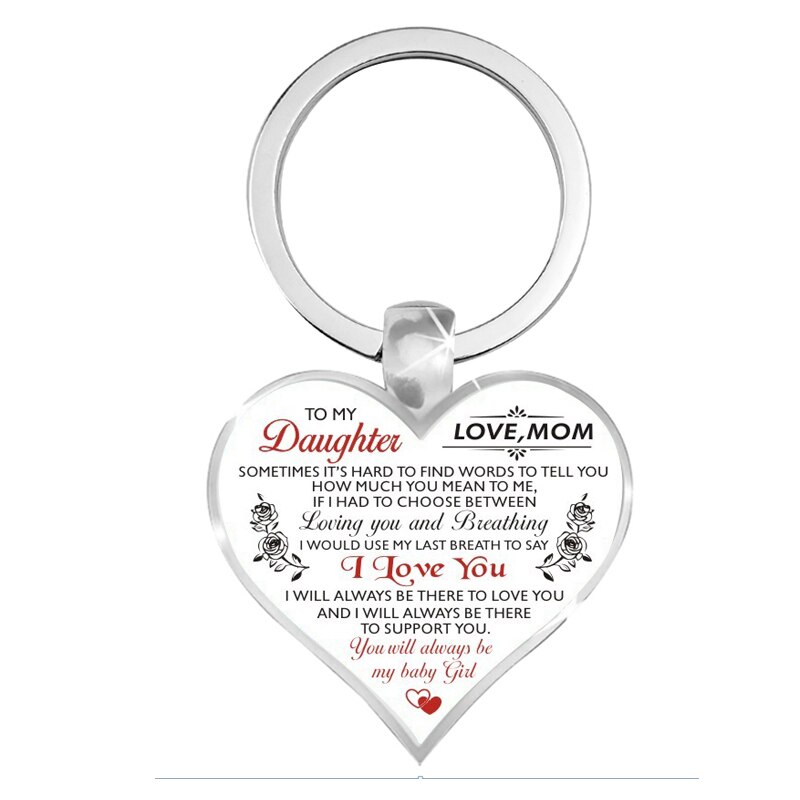 Om Mijn Dochter Liefde Hart Ketting Hanger Kettingen Zilveren Ketting Voor Mijn Dochter Mijn Vrouw Vrouwen Meisjes Sieraden Familie: keychain mom to dau