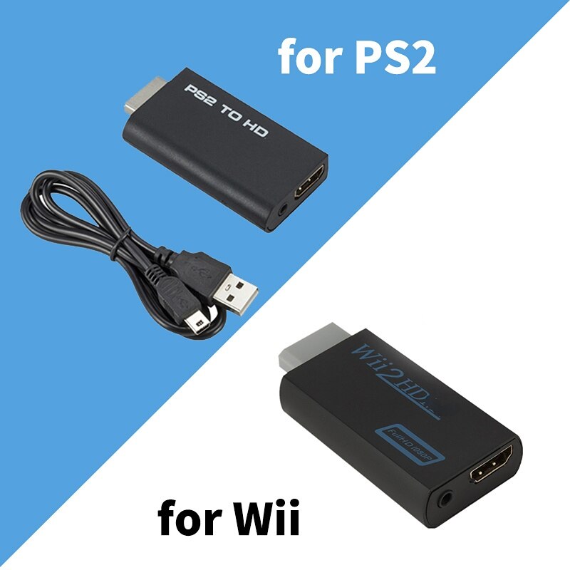 Hdmi-Compatibel Adapter Voor PS2/Wii Naar Computer Laptop/Desktop, Hdtv, Monitor, display Converter, Met 3.5Mm Jack, Ondersteuning 1080P