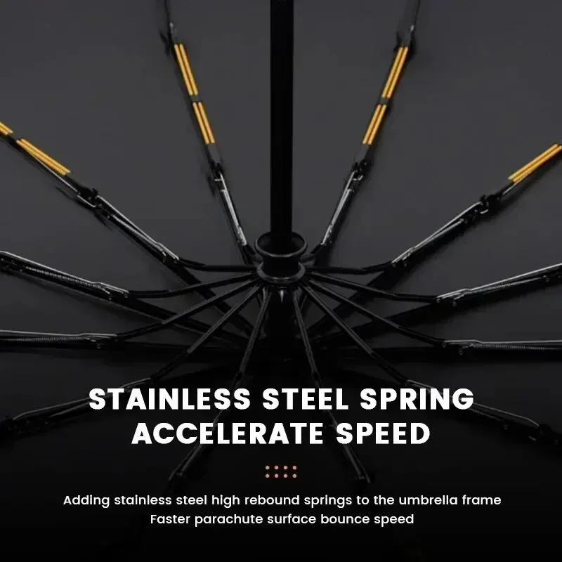 12 Bone Black Glue Fully Automatic Umbrella With Thick And Durable Keel Three Fold Umbrella UV Resistant Folding Umbrella