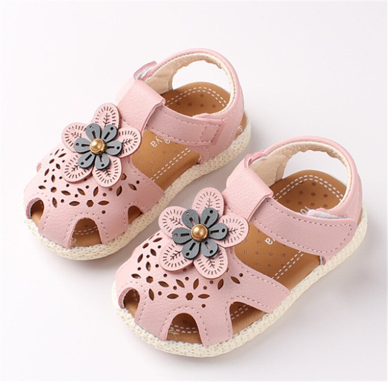 Baby Girls Shoes Summer Flower Sandals Toddler Kids Shoes For Girls Princess Hollow out Soft Leather Tenis infantil Size 15-25: Pink / 1