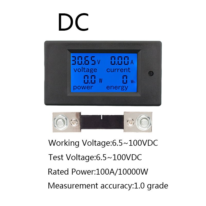 20A 100 EINE AC 80-260V DC 6,5-100 V Digitale LED-anzeige Voltmeter Amperemeter Wattmeter Energie energie Meter 12V 24V 110V 220V Volt Tester: 100A Meter shunt