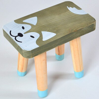 Mini banco de madera de dibujos animados nórdico para niños, pintura para muebles, decoración del hogar, accesorios para sala de estar: Caqui oscuro