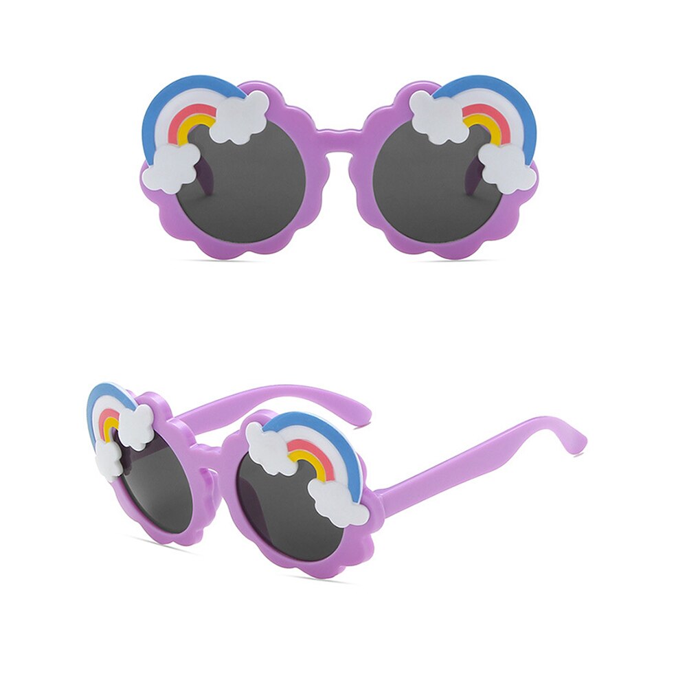 Children Cartoon Rainbow Round Frame Sunglasses Baby Girl Boy Sun Visor Mirror Outdoor Kid Summer Beach Vacation Glasses