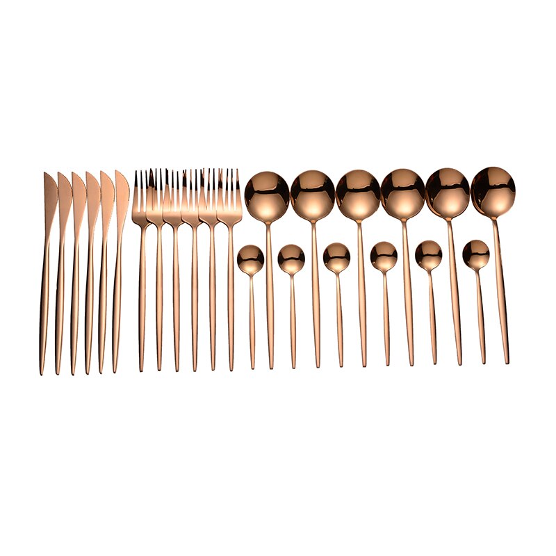 Servise servise rose måke bestikk sett rustfritt stål bestikk til bryllup 24 pc gaffel skjeer kniv sett servise sett: rose måke 24 stk