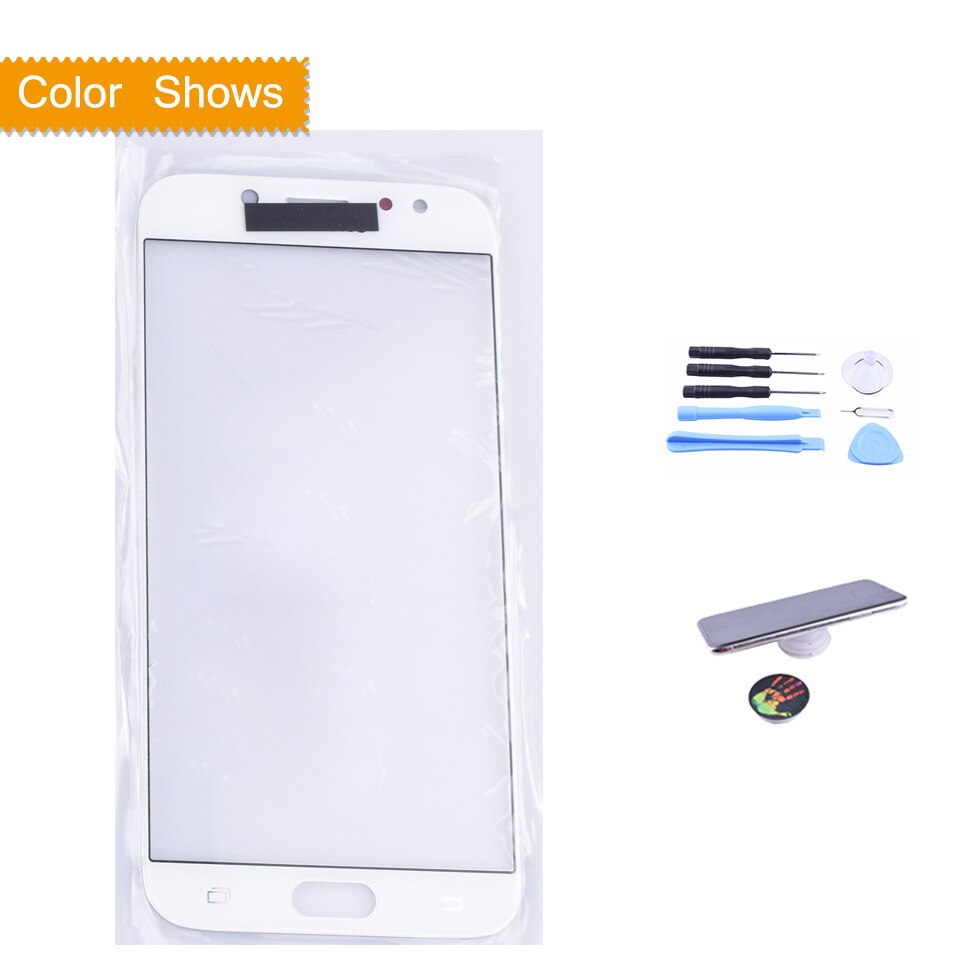 For Samsung Galaxy J7 Pro J730 J730F SM-J730F SM-J730G/DS Touch Screen Front Glass Panel TouchScreen LCD Outer Lens j7: white with gift
