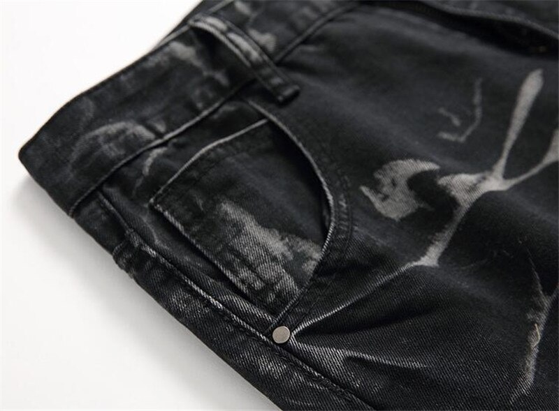 MORUANCLE męskie porwane jeansy spodnie z otworami moda zniszczone spodnie jeansowe prosty krój otarte jeansy Plus rozmiar 28-42