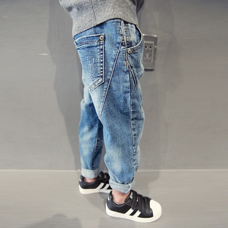 Drenge bukser jeans drenge jeans til forår efterår børne denim bukser børn solidt hul afslappet børn haremsbukser