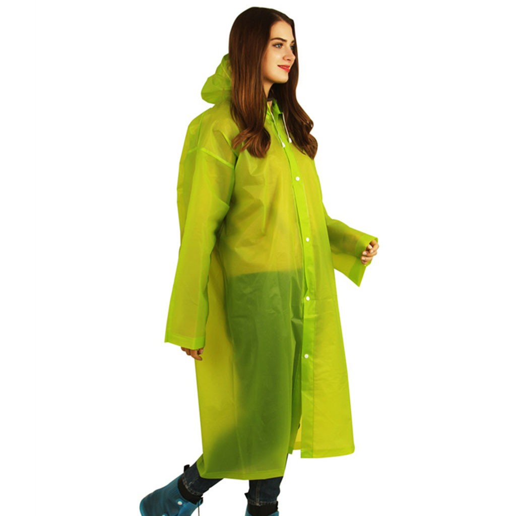 1 stk genanvendelig regnfrakke voksen nødtæt vandtæt hætte poncho rejse camping skal regnfrakke unisex hætte #g2: Grøn