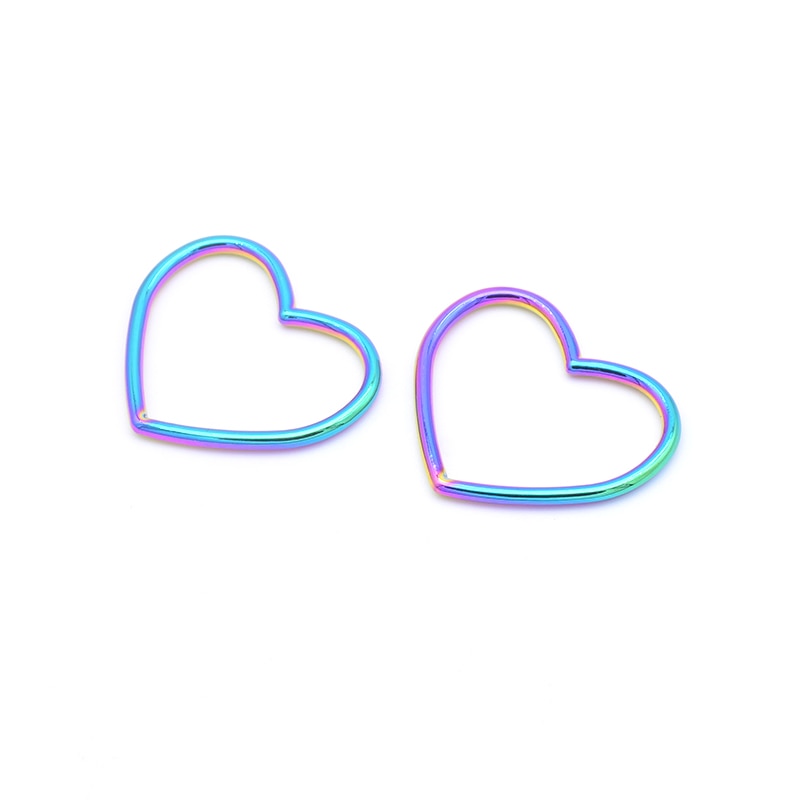 5x Color Metal Heart Ring For Leather Choker Collar Necklace, Heart Buckle For Leather Collar