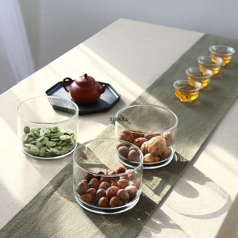 Tarros de almacenamiento de vidrio apilables de alta borosilicato, combinación de tanque de bambú, latas selladas de clasificación, botella de almacenamiento de cocina