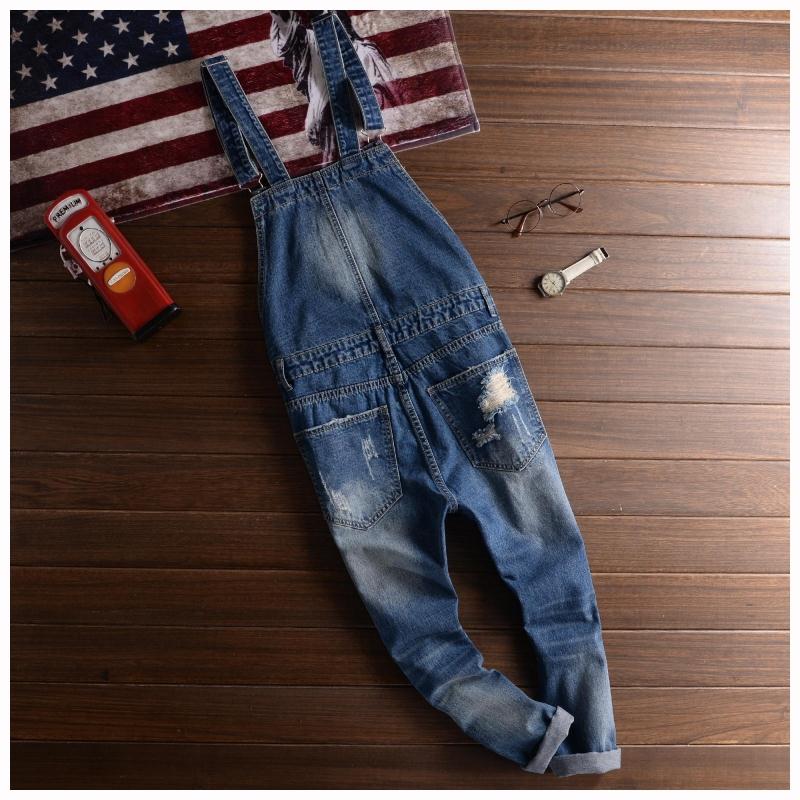 Moderigtige denim jumpsuits til mænd og #39 ;s hip-hop streetwear herre& #39 ; gamle denim overalls og overalls