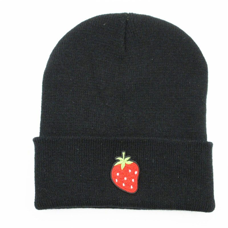 Ldslyjr aardbei fruit borduurwerk dikker gebreide muts winter warme muts skullies pet muts voor mannen en vrouwen 177
