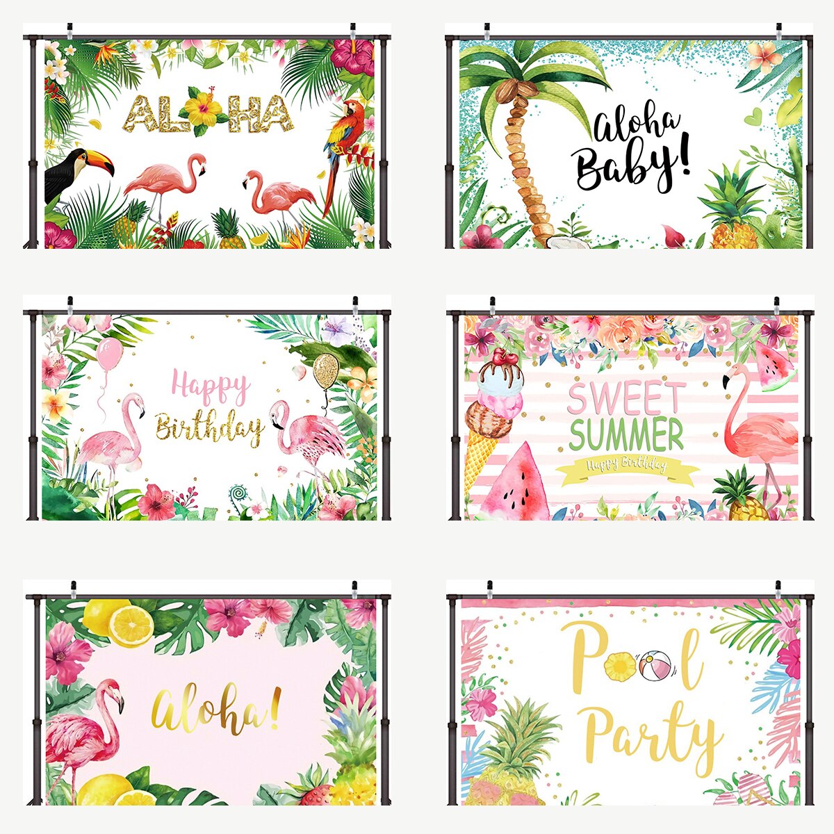 Summer Tropical Flower Aloha Hawaii Seaside Beach Sea Party Birthday Backdrop Photography Background Photographic Backdrops