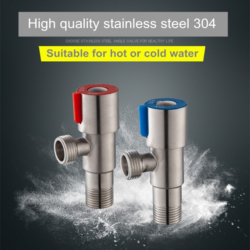 Válvula de ángulo a prueba de explosiones para baño, baño, cuarto de baño, cocina, fregadero, válvula de entrada de agua de parada G1/2(4 ') de acero inoxidable 304