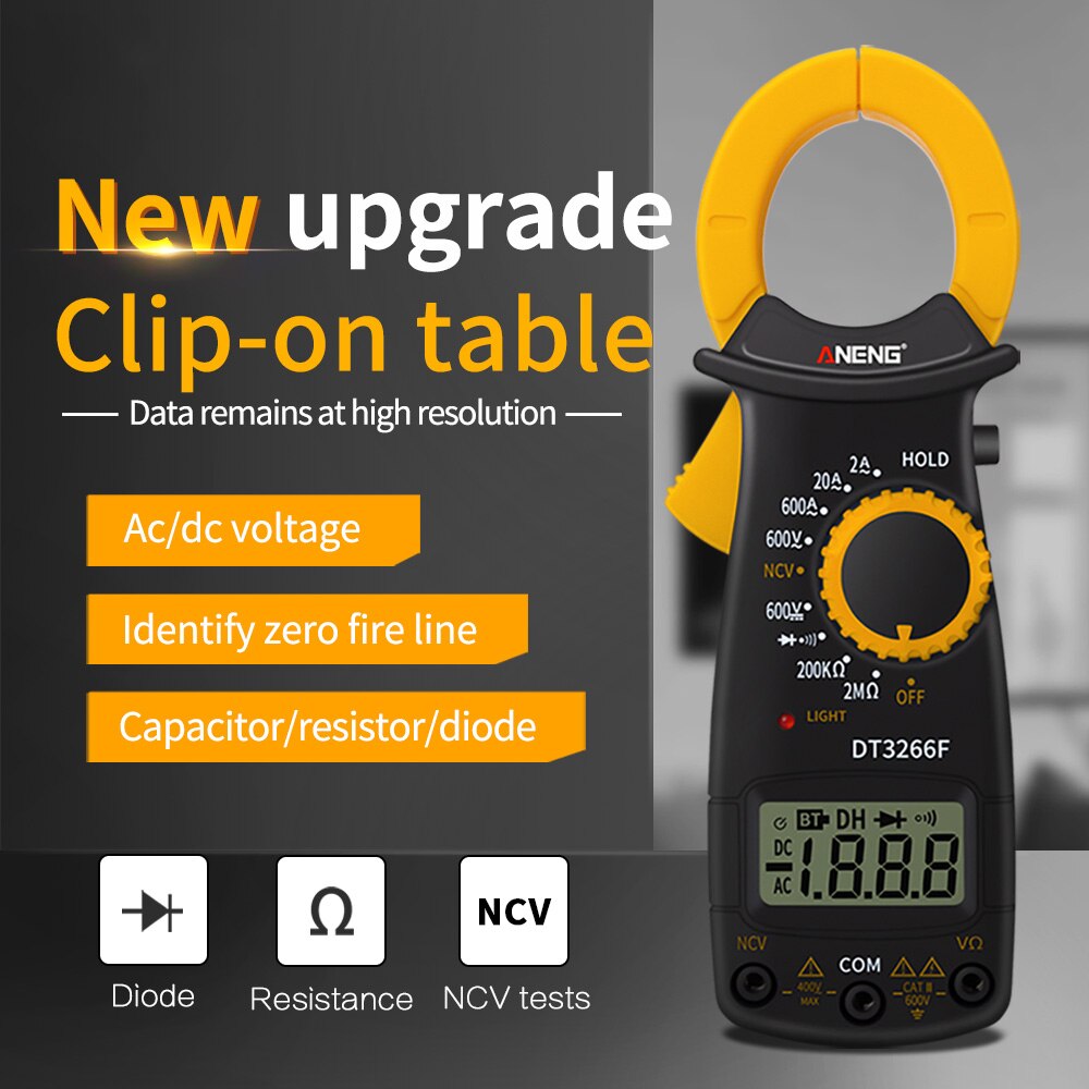 Digital Clamp Meter Multimeter Handheld AC DC Voltage Current Voltmeter Diode Resistance Non-contact Fire Wire Identification