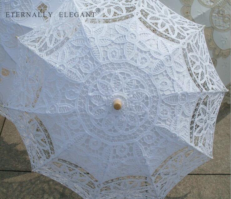 Lace Lace Parasol Cotton Embroidery Wedding Many Color White/Ivory Sun Umbrella Decorations 001