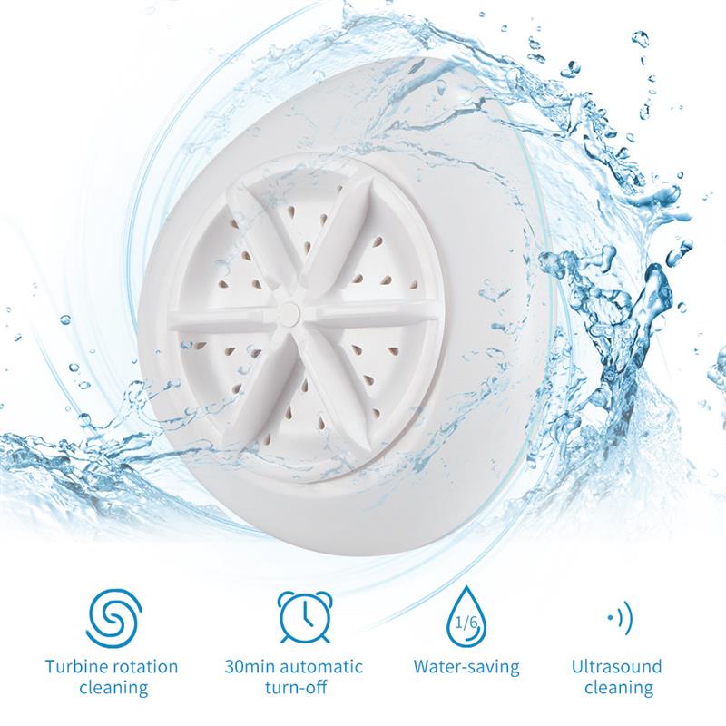 Mini bærbar automatisk vaskemaskine enkelt tønde ultralydsrenser turbine foldbar spand usb tøjvask: Blå