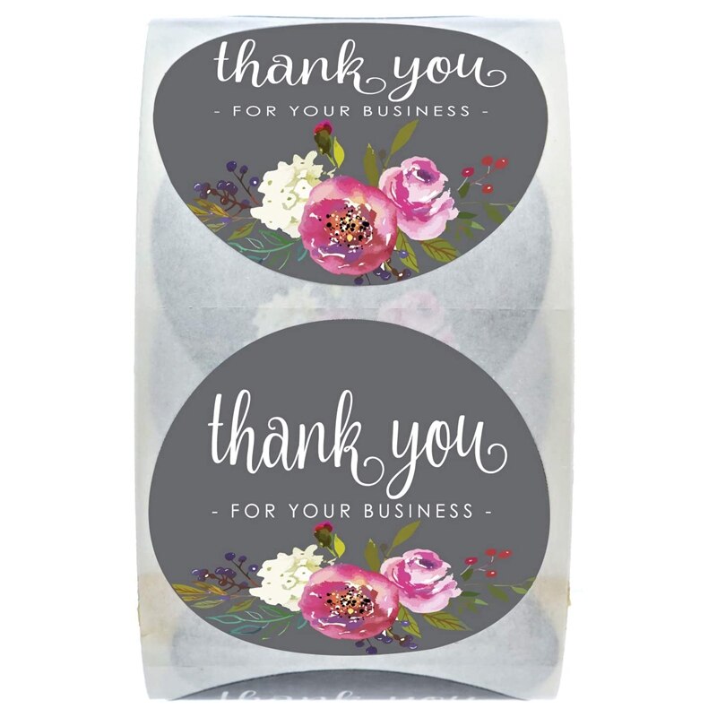 Thank You for Your Business Sticker Seal Labels Round Multi Color Flower 500 Labels Sticker Per Roll