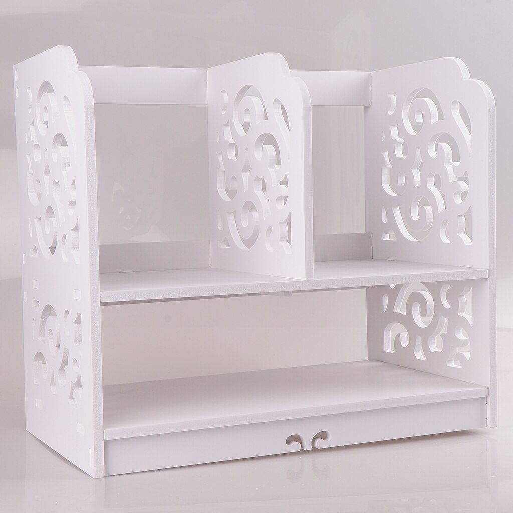 Scrollwork Table Desk Top Storage Rack Stationary Makeup Organizer Shelf