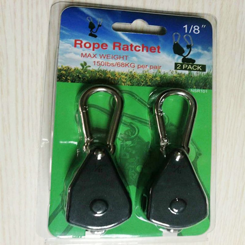 Trinquete de cuerda de polea de 1/8 pulgadas, colgador de bloqueo pesado, tienda de campaña de elevación para cordón, ventilador de habitación, cultivo de plantas, Camping y senderismo, 2 uds.