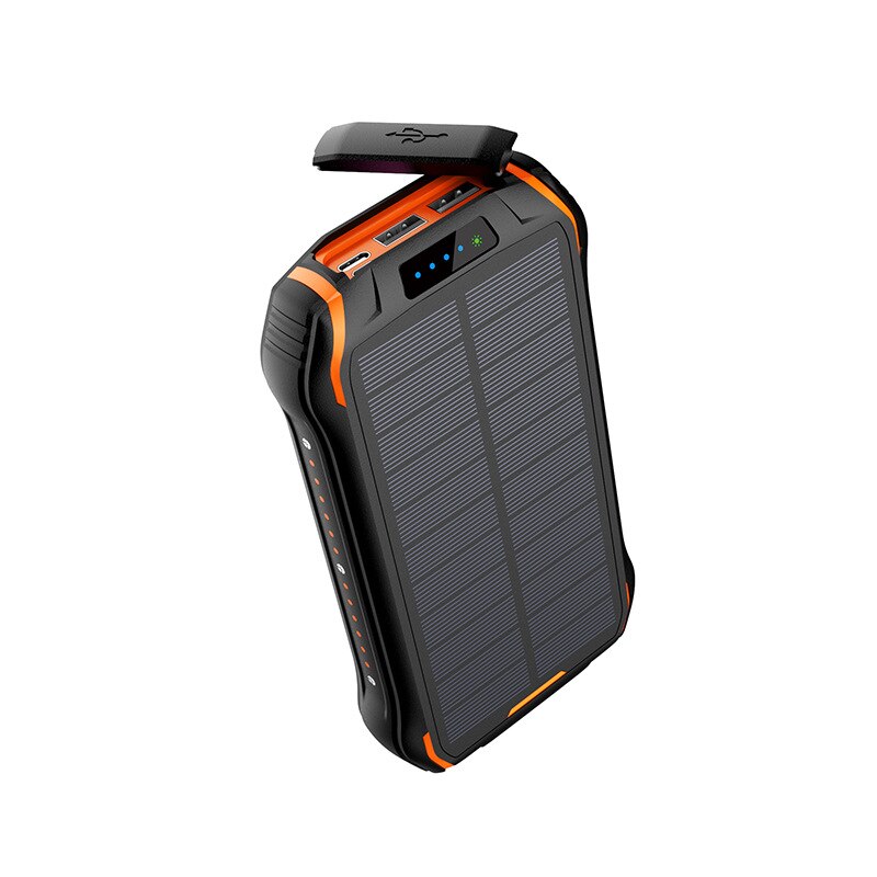 Banco de energía Solar de 26800mAh, cargador inalámbrico portátil, batería externa con linterna, Banco de energía para Xiaomi iPhone 11 X Poverbank: Naranja