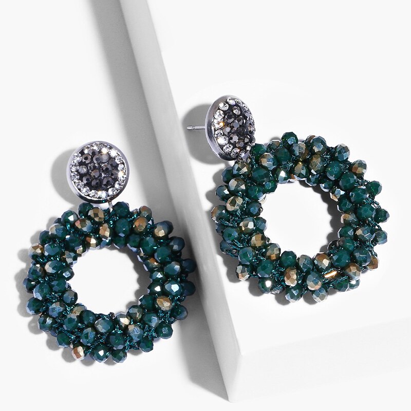 FLOLA Handmade Lott Oorbellen kolczyki dla kobiety małe kolczyki z koralików Oorbellen oświadczenie kryształowe aretes Bohemia ersp45