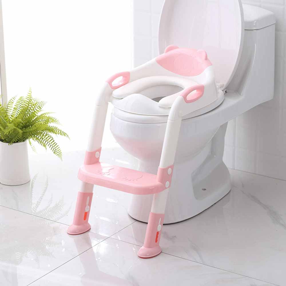 Praktisk baby toalett pottesikkert sete jenter gutter toalett treningstrener med armlener behagelig toalettsete for små barn: D1